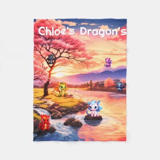 Personalisierter Drache Fleecedecke (Vorderseite)