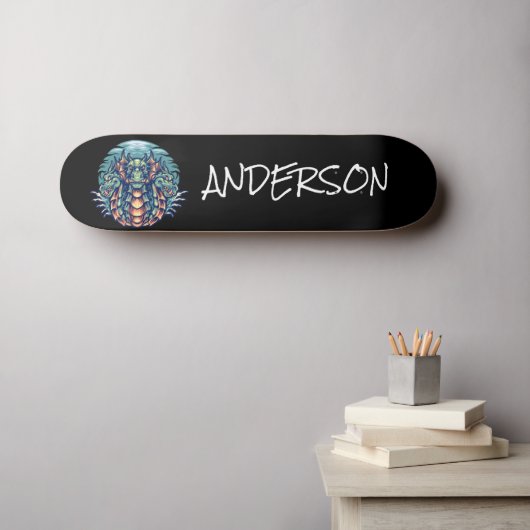 Personalisierter Drache Skateboard (Wandkunst (Horz))
