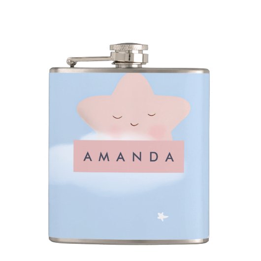 Personalisierter Dreamy Pastel Star und Cloud Patt Flachmann (Vorderseite)