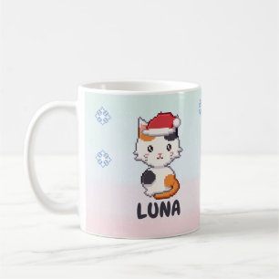 Personalisierter Dreifarbenkatze-Weihnachtstasse Kaffeetasse