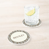 Personalisierter Drink-Untersetzer mit blauen und  Untersetzer (Seite)