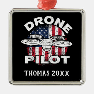 Personalisierter Drohnenpilot, Multirotor-Quadcopt Ornament Aus Metall