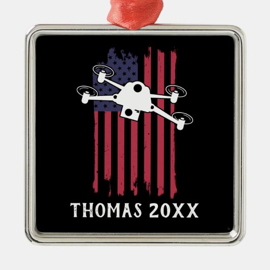 Personalisierter Drohnenpilot, Multirotor-Quadcopt Ornament Aus Metall (Vorne)