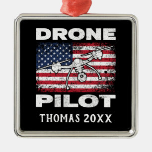 Personalisierter Drohnenpilot Ornament Aus Metall