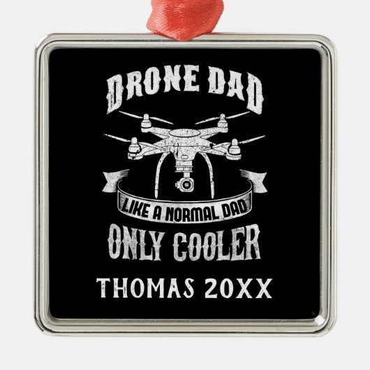 Personalisierter Drone Vater Cool Multirotor-Quadc Ornament Aus Metall (Vorne)