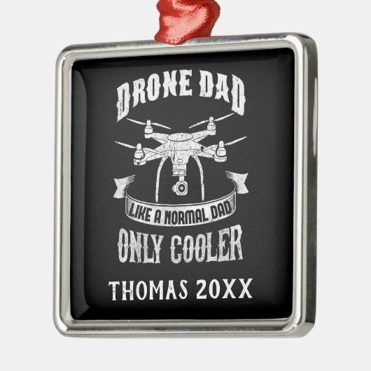 Personalisierter Drone Vater Cool Multirotor-Quadc Ornament Aus Metall (Links)