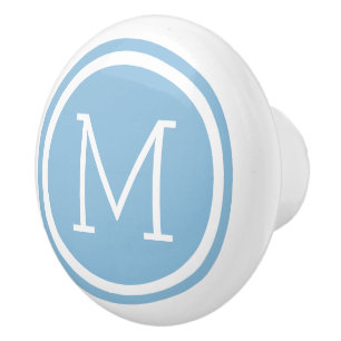 Personalisierter Druckknopf für Sky Blue Monogram Keramikknauf