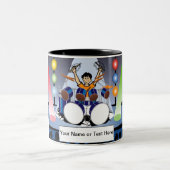 Personalisierter Drummer - Männlicher Cartoon Zweifarbige Tasse (Mittel)