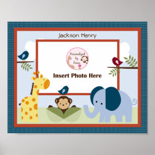 Personalisierter Dschungel 123 Tiere Foto Art Poster