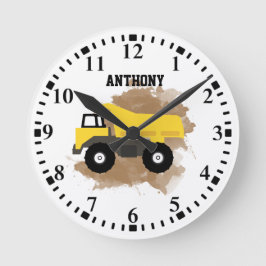 Personalisierter Dump Truck Konstruktionsschlamm Runde Wanduhr