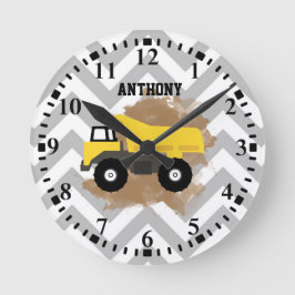 Personalisierter Dump Truck Konstruktionsschlamm Runde Wanduhr