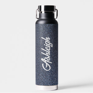 Personalisierter Dunkelblauer Glitzer Trinkflasche