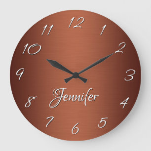 Personalisierter dunkler Kupfer-Ombre mit Bürstenf Große Wanduhr