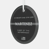 Personalisierter, dünner, grau gestrichener Anweis Ornament Aus Glas (Vorderseite links)