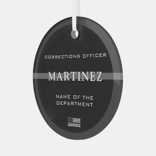 Personalisierter, dünner, grau gestrichener Anweis Ornament Aus Glas (Vorderseite links)