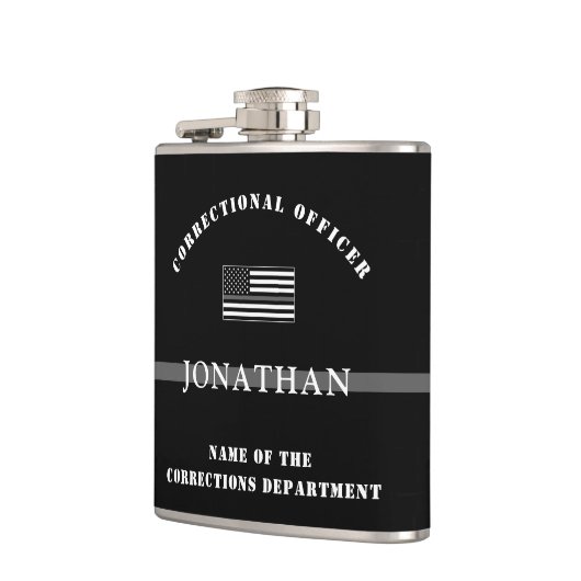 Personalisierter, dünner Silber-Line-Korrektur-Off Flachmann (Links)