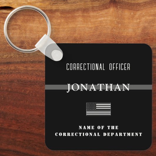 Personalisierter, dünner Silber-Line-Korrektur-Off Schlüsselanhänger (Vorderseite)