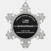 Personalisierter, dünner Silber-Line-Korrektur-Off Schneeflocken Zinn-Ornament (Vorderseite)