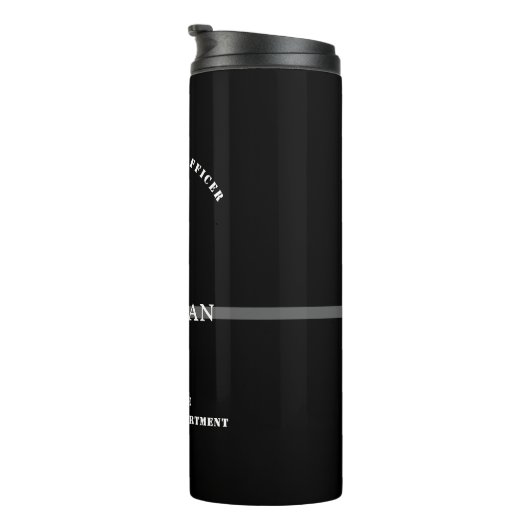 Personalisierter, dünner Silber-Line-Korrektur-Off Thermosbecher (Nach rechts gedreht)