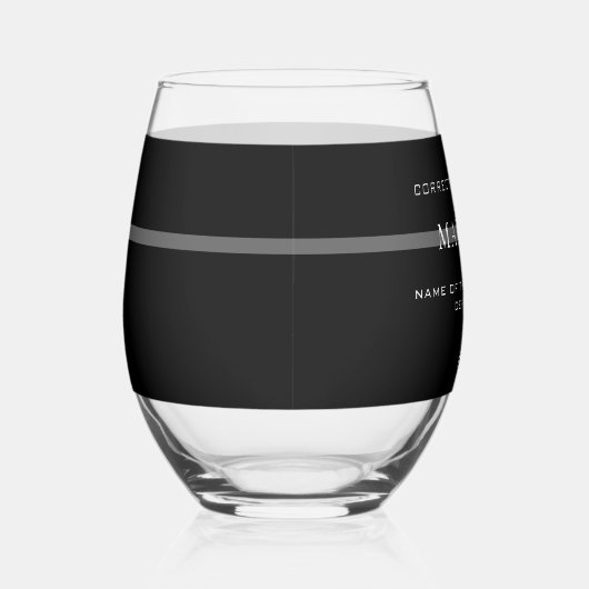 Personalisierter, dünner Silber-Line-Korrektur-Off Weinglas Ohne Stiel (Rechts)