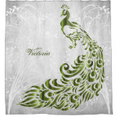 Personalisierter Duschvorhang aus grünem Pfau (Vorderseite)