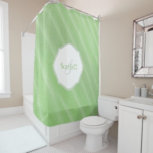 Personalisierter Duschvorhang mit grünem Sand (Beispiel)