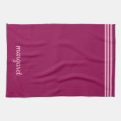 Personalisierter Dusky-Maroon mit rosa Streifen Geschirrtuch (Horizontal)