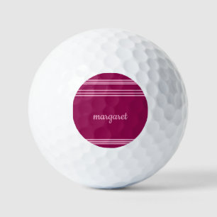 Personalisierter Dusky-Maroon mit rosa Streifen Golfball
