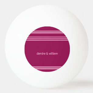 Personalisierter Dusky-Maroon mit rosa Streifen Tischtennisball