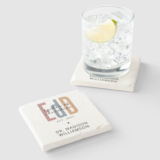 Personalisierter EdD-Doktor des Abschlusses Bildun Steinuntersetzer (Seitenansicht)