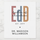 Personalisierter EdD-Doktor des Abschlusses Bildun Weinetikett (Einzelnes Label)