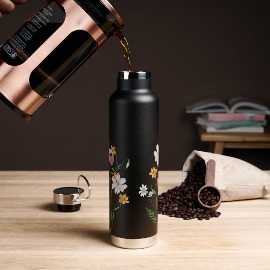 Personalisierter Edelstahl mit Wildblumen Trinkflasche (Kaffee)