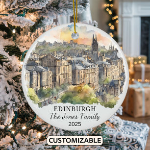 Personalisierter Edinburgh-Schmuck, Schottland-Ges Keramik Ornament