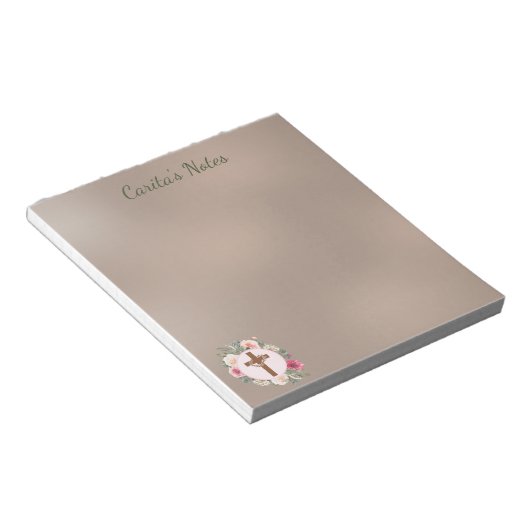 Personalisierter Editor mit Blumenkreuz Notizblock (angewinkelt)