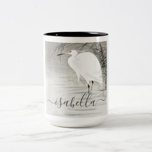 Personalisierter Egret Coastal Bird Zweifarbige Tasse (Mittel)