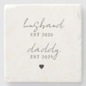 Personalisierter Ehemann und Daddy EST Geschenk Steinuntersetzer (Vorderseite)