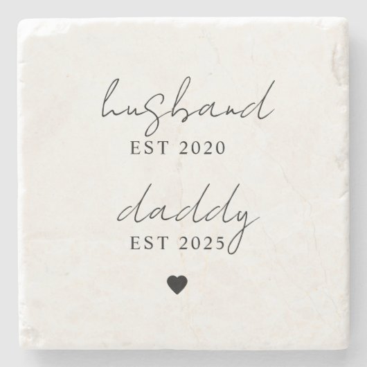 Personalisierter Ehemann und Daddy EST Geschenk Steinuntersetzer (Vorderseite)