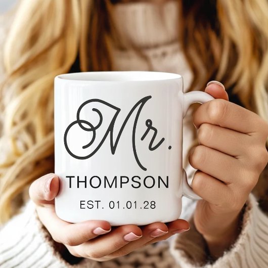 Personalisierter Ehemann und Ehefrau Becher Hochze Kaffeetasse