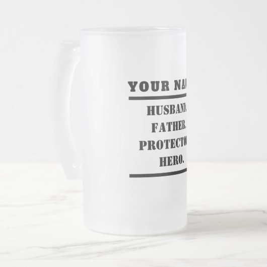 Personalisierter Ehemann Vater Protector Hero Mattglas Bierglas (Vorderseite Links)