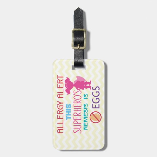 Personalisierter Ei-Allergiesuperhero-Alarm Gepäckanhänger (Vorderseite vertikal)