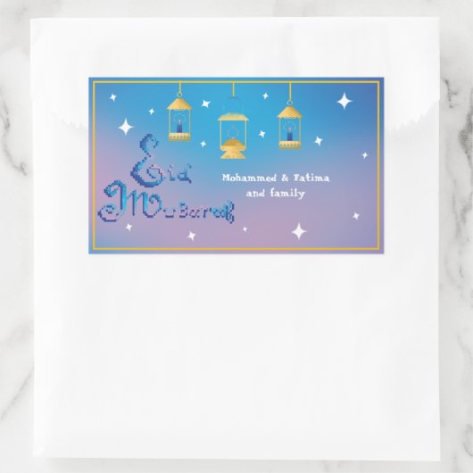 Personalisierter Eid Mubarak Oval Aufkleber (Tasche)