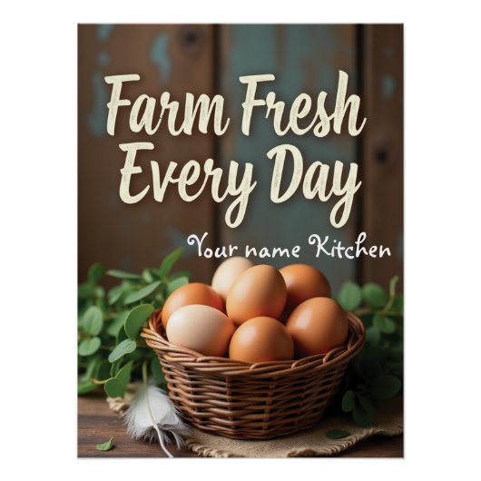 Personalisierter Eierkorb rustikales Zeichen Poster (Vorderseite)