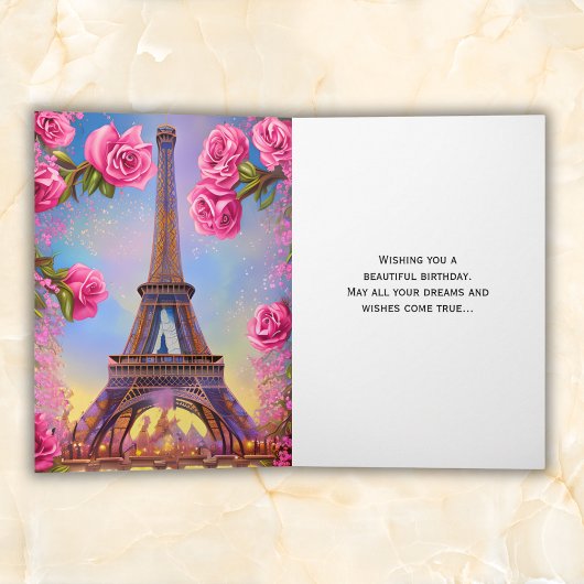 Personalisierter Eiffelturm Rosse Chic Geburtstag Karte