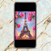 Personalisierter Eiffelturm Rosse Chic Geburtstag Karte