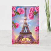 Personalisierter Eiffelturm Rosse Chic Geburtstag Karte (Vorderseite)