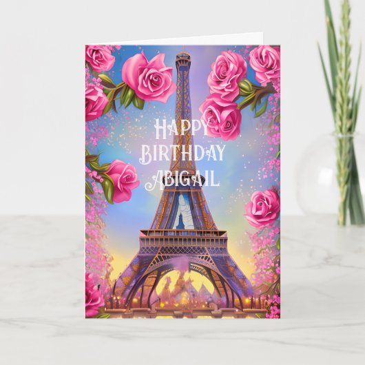 Personalisierter Eiffelturm Rosse Chic Geburtstag Karte (Vorderseite)