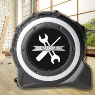 Personalisierter eigener Geschenkname Schwarzer Si Maßband