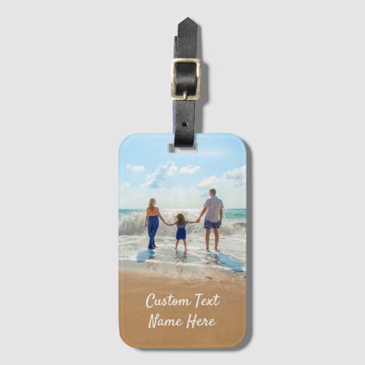 Personalisierter eigener Text für den Foto-Gepäcka Gepäckanhänger (Vorderseite Vertikal)