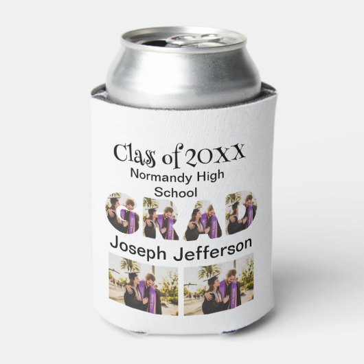 Personalisierter einfacher Abschluss 6 FotoCollage Dosenkühler (Kanne Vorderseite)