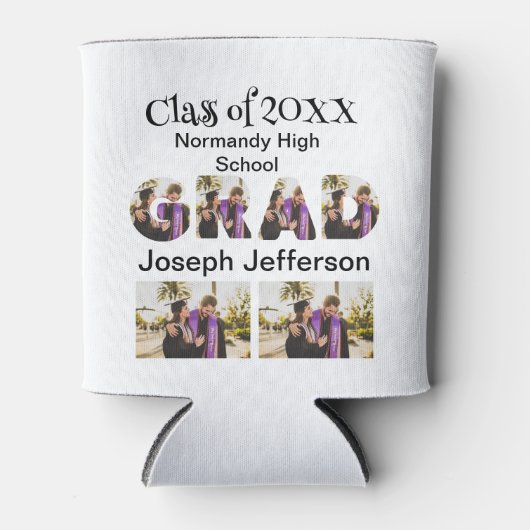 Personalisierter einfacher Abschluss 6 FotoCollage Dosenkühler (Vorderseite)